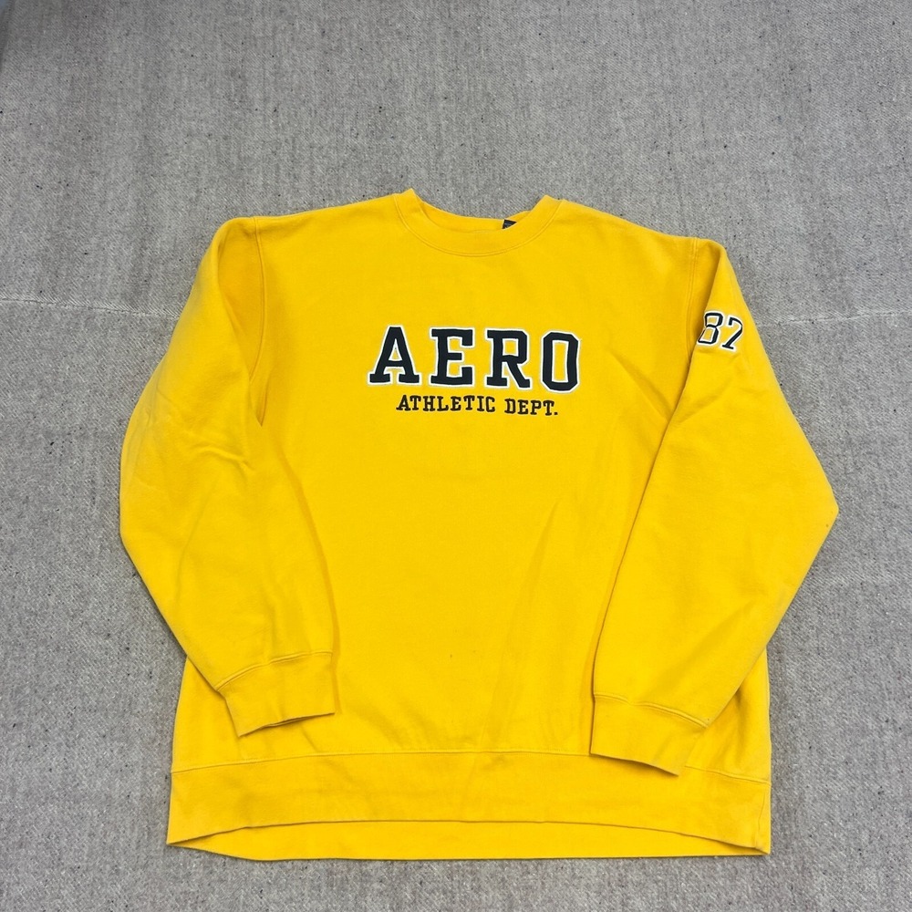 Vintage Aeropostale Sweatshirt Mens‎ Large Yellow 2000s Y2K